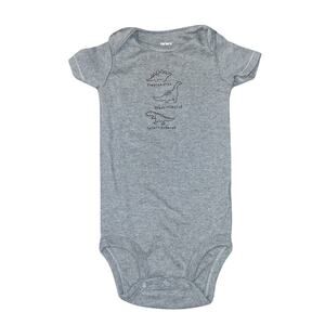 Carters Cotton Blend Boys Size 12m Dinosaur Gray Short Sleeve Onesie Dino Theme